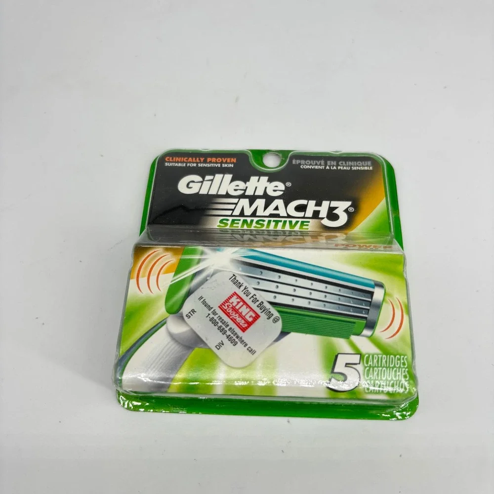 Gillette Mach3 Sensitive Razor Blade Refills 5‎ Count Cartridges Open box